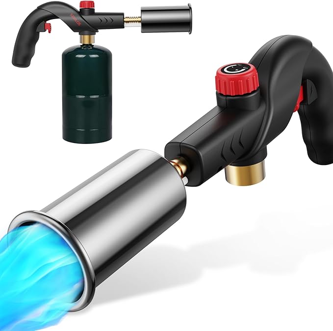 Semlos Propane Torch, Premium Metal Large Torch, Refillable Blow Torch Lighter with Adjustable & Wind Resistant Flame for Cooking, BBQ, Welding, DIY & Soldering (Propane Gas Not Included)