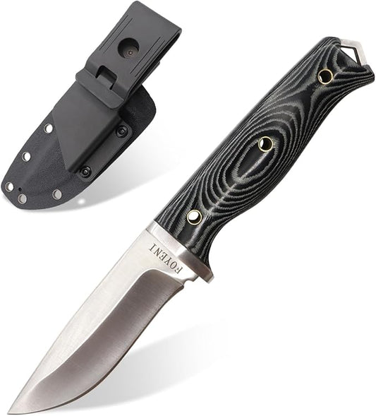 Survival Hunting Knife with Kydex Sheath,8.74" Full Tang Fixed Blade Knife,Micata Handle for Camping,Fishing,Hiking,Outdoor,Bushcraft