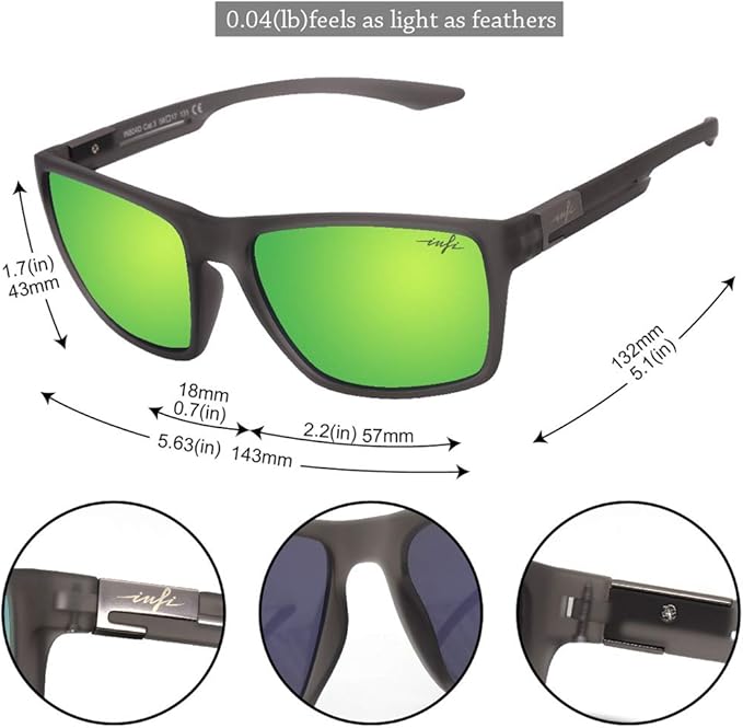 INFI Fishing Polarized Sunglasses for Men Driving Running Golf Sports Glasses Square UV Protection Designer Style Unisex
