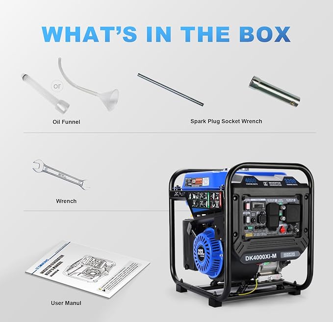 DK Upgraded Version 4000W Inverter Generator, Open Frame & Lighter Design, EPA Compliance, 30 Amps, for Outdoor Backup Camping Jobsite (DK4000Xi-M)