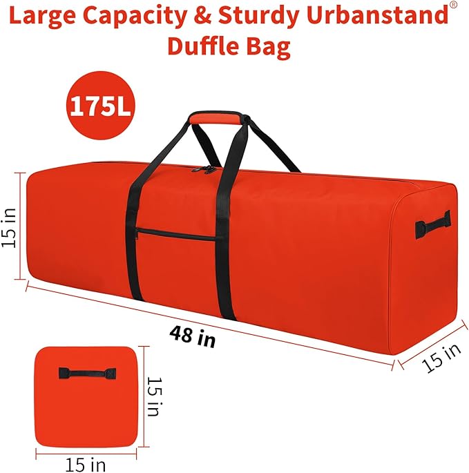 Urbanstand 48 Inch Travel Duffle Bag Extra Large Sport Equipment Duffel Bags with 2-way Lockable Zippers Orange