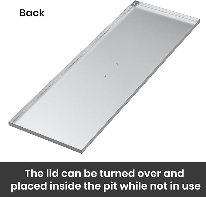Stanbroil 51" x 17" Stainless Steel Fire Pit Cover Fits 48 x14 Inches Rectangular Drop-in Burner Pan