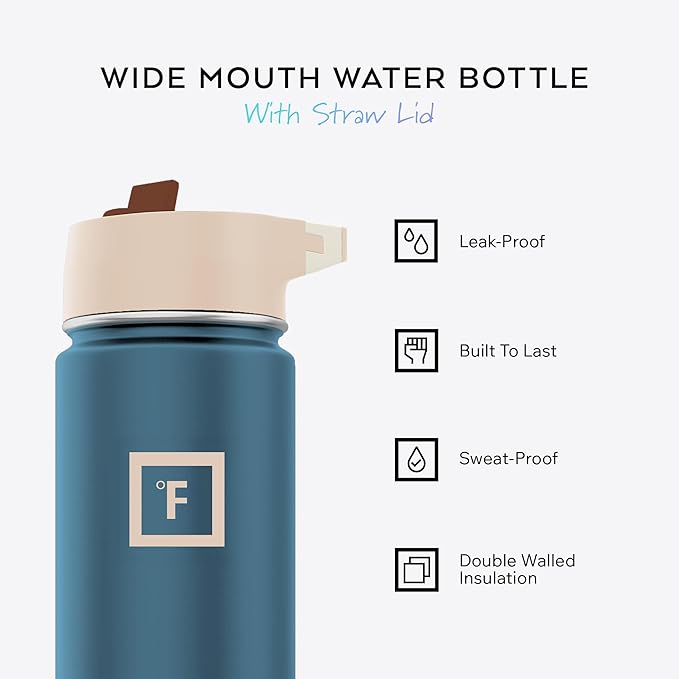 IRON °FLASK Camping & Hiking Hydration Flask with Straw Lid & Boot - Stainless Steel, Double Walled & Vacuum Insulated Water Bottle - Leak Proof & BPA Free (Desert Oasis, Straw - 22 oz)