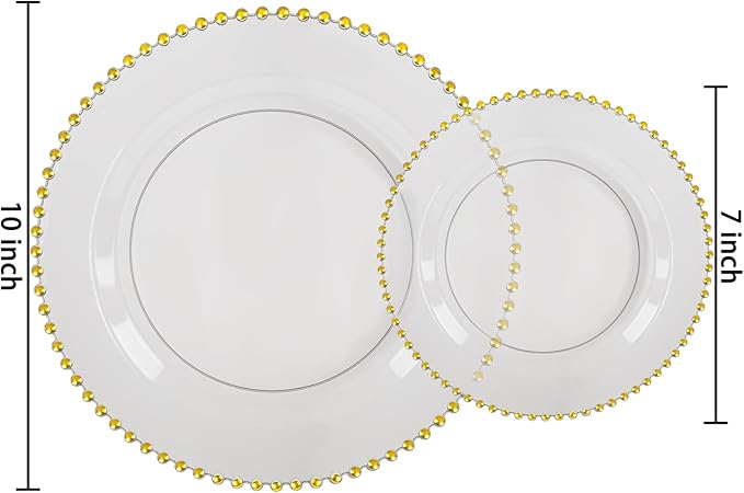 EI 60pcs Black and Gold Plastic Plates Clear with Black Disposable Plates Heavy Duty Gold Plastic Dinnerware Set For 30 Guests Perfect Wedding,Party,Birthday,Anniversary,Christmas,New Year