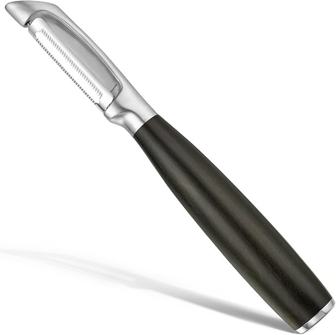 Serrated Blade Premium I Type 304 Stainless Steel Multifunctional Kitchen Peeler Real Wood Handle Ultra Sharp Blade Vegetable Potato Apple(Agarwood)