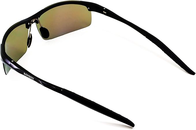 RONSOU Mens Sunglasses Polarized Sport UV Protection Ultralight Al Mg Sunglasses for Men Fishing Driving Golf