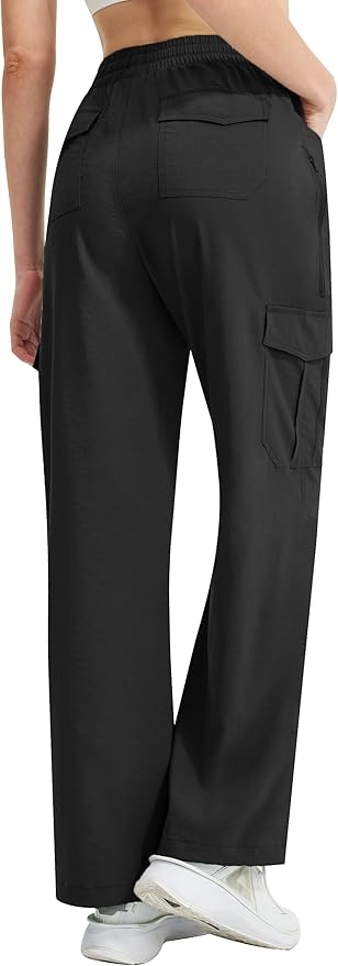 Women's Cargo Hiking Pants Lightweight Casual Quick Dry Straight Leg Camping Travel Pant for Work Golf with Multi-Pocket