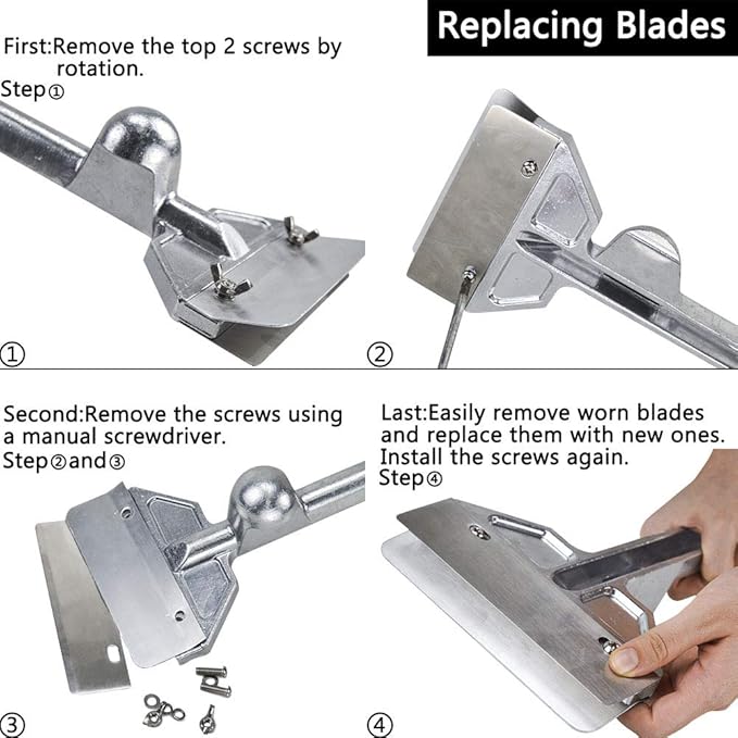 LRui Stainless Steel Grill Scraper 6" Replacement Blade Pack of 4 Heavy Duty Outdoor BBQ Grill Cleaning Tools & Accessories