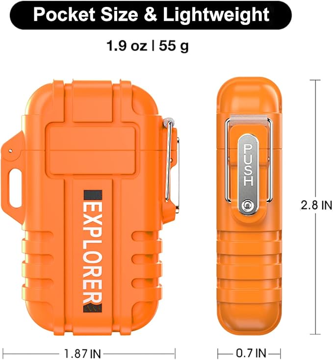 Waterproof Butane Torch Lighter Refillable Windproof Jet Flame Lighters for Fireplace Fireworks Grill Camping BBQ Lighter Gift for Man,2 Pack (Without Gas) (Orange+Orange)
