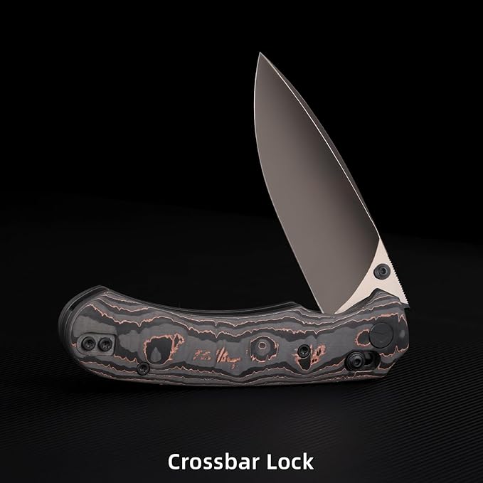 Folding Pocket Knife,3.31” M390 Blade,Erogonomic Titanium Handle,Hunting Survival Knife,EDC Knife for Hunting Camping Survival Outdoor Fishing Hiking(Black&Brown)