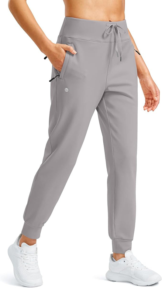 G Gradual Women's Fleece Lined Joggers Water Resistant Hiking Pants High Waisted Winter Thermal Sweatpants 3 Zipper Pockets