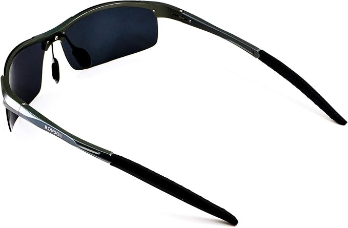 RONSOU Mens Sunglasses Polarized Sport UV Protection Ultralight Al Mg Sunglasses for Men Fishing Driving Golf