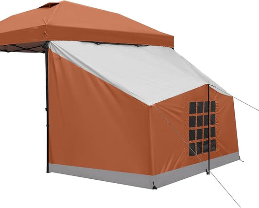 KAMPKEEPER Side Tent for 10 x 10 ft Pop Up Canopy, Easy Setup Gazebo Attachment, Camping Tent Orange (Canopy and Bracket NOT Included)
