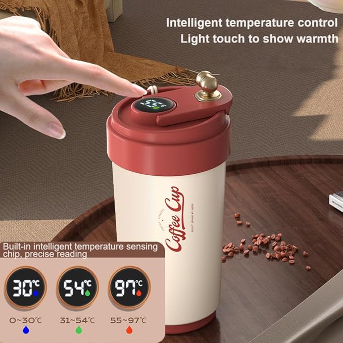 Coffee cup,Insulated Travel Coffee Mug Spill Proof Leak Proof Portable To Go Camping Stainless Steel Coffee Tumbler Reusable Coffee Cups with Lids Thermos for Hot and Cold Drink (Old-Style Red)