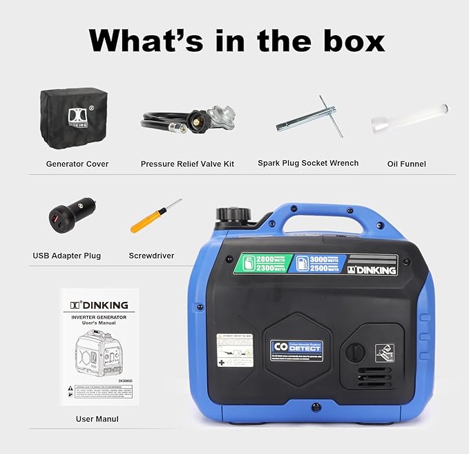 DK 3000W Dual Fuel Inverter Generator, Gas LPG Powered, Quiet Lightweight, Parallel Ready, CO Alert, EPA Compliant, for RV Outdoor Camping Tailgating (DK3000iD)