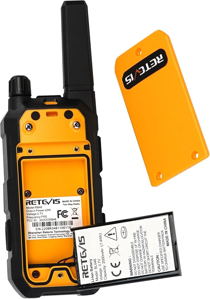 Retevis RB48 Walkie Talkies for Adults, Heavy Duty 2 Way Radios Long Range with Six-Way Charger, IP67 Waterproof, Shock Resistant, Dual PTT, for Jobsite Construction(6 Pack)