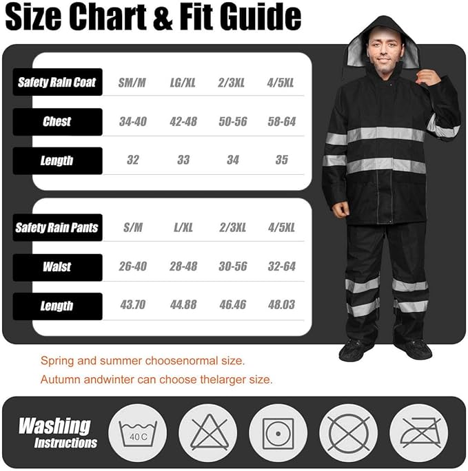 Men's Hi Vis Rain Jacket, Class 3 High Visibility Rain Gear for Men and Women, Waterproof Rain Suits, Internal Mesh,Zipper