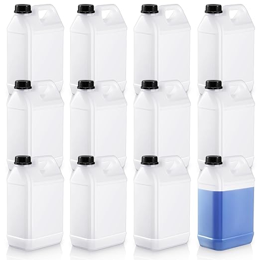 12 Pcs 1 Gallon Plastic Jug with Lids Square Empty Storage Containers HDPE Carboy Plastic Jar Containers for Water Beverage Oil Liquids (Translucent Color)