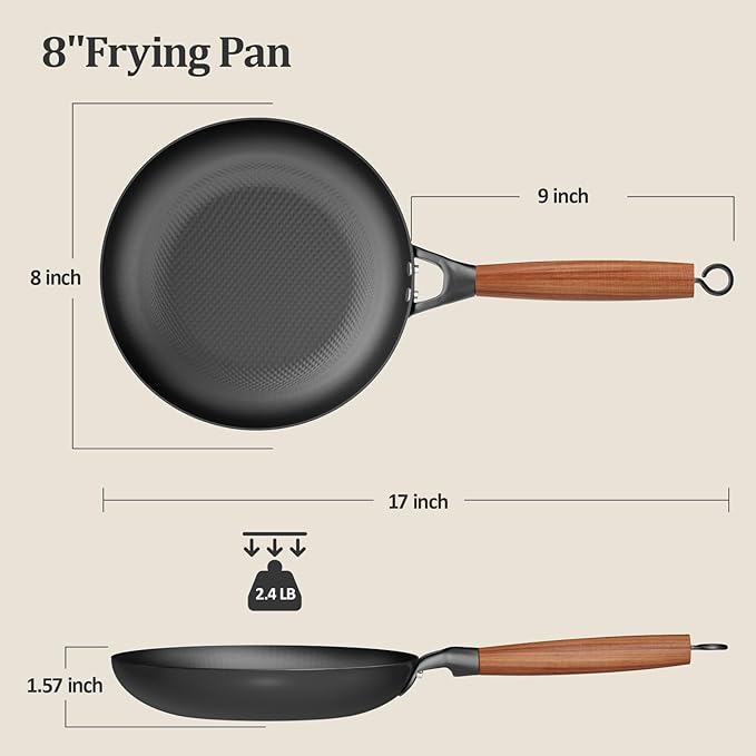 YUTANN 8 Inch Cast Iron Skillet, Pre-Seasoned Frying Pan with Diamond-Textured for Oil-Saving Cooking, Nonstick & Non-Toxic, PFAS/PFOA-Free, Easy to Clean