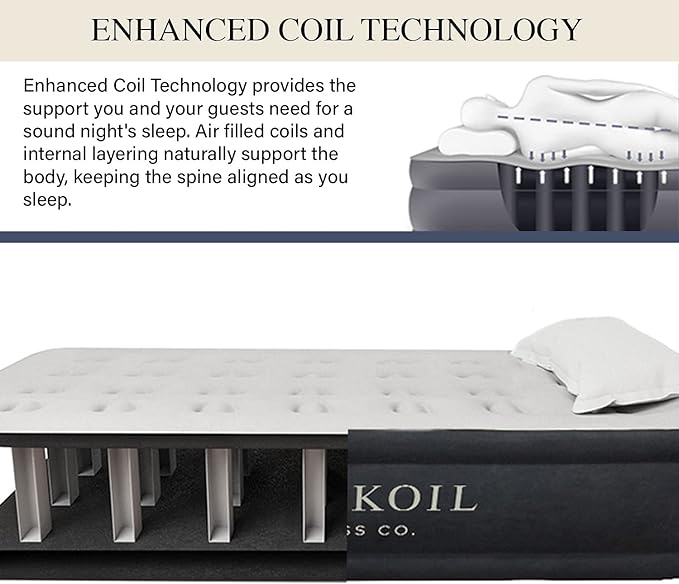 King Koil Luxury Twin Air Mattress with Built in Pump, 20” Double High Twin Size Premium Airbed, Inflatable Blow Up Mattress, Waterproof, 1-Year Warranty