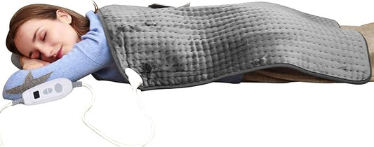 Ruqiji 17''x33'' XXXL King Size Heating Pad with 120 Minutes Auto Shut Off&6 Temperature Settings, Flannel Electric Heating Pad/Pain Relief for Back/Neck/Shoulders/Menstrual Pain/Leg Cramp (Dark Gray)