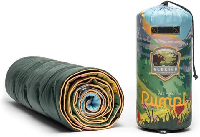 Rumpl Original Puffy Glacier National Park Blanket for Camping and Outdoors, V1, Glacier V1