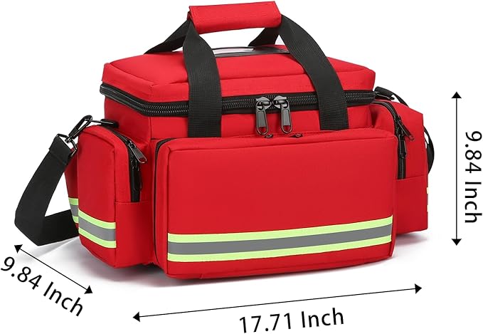 First Aid Bag Empty First Responder Bag,First Aid Kits Storage,Trauma Bag with Detachable Dividers, Medical Bag for Nurses,Ideal for EMT, EMS,Paramedics,Home Health Care(Bag Only)