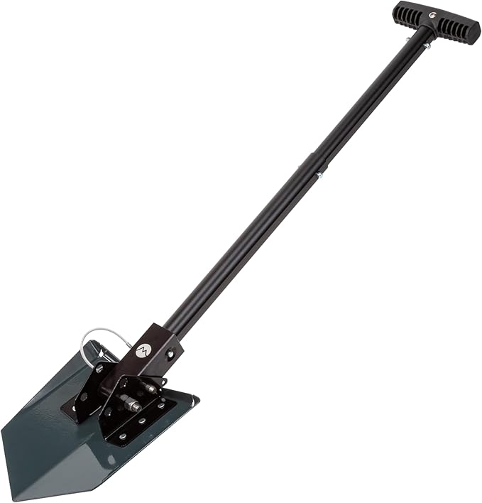 DMOS Delta Shovel - Collapsible Heavy-Duty Steel Folding Shovel for Camping, Overlanding, Survival, Military, Hunting, & Off-Road Use - Agate Grey - Compact