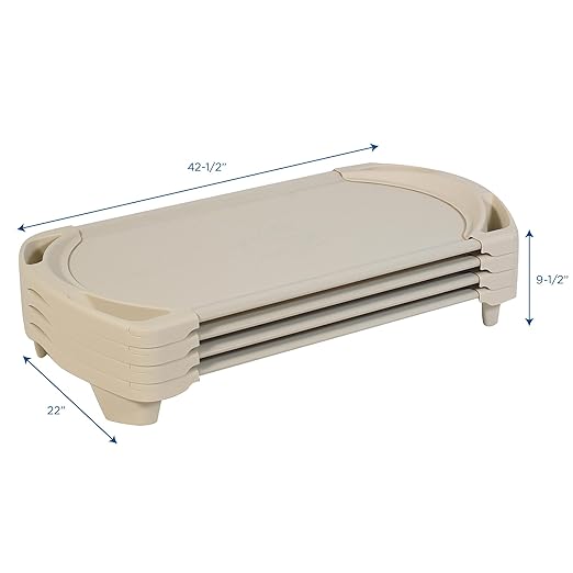Children’s Factory SpaceLine Nap Cots, Kids Daycare and Preschool Sleeping Cot, Toddler Size, Set of 4, Sand