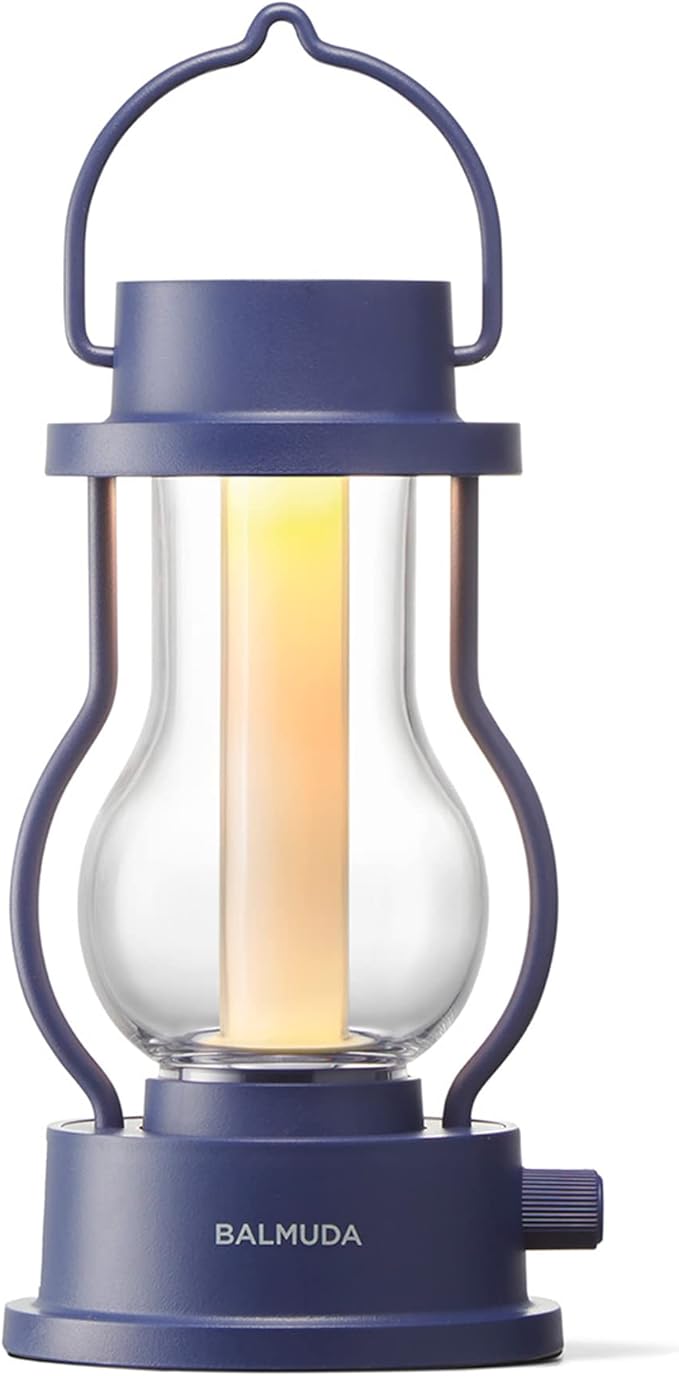 BALMUDA The Lantern | Rechargeable LED Lantern | 3 Light Modes: Candle, Amber, & Warm White | Battery Operated | Lightweight | Water-Resistant | US Version | Navy