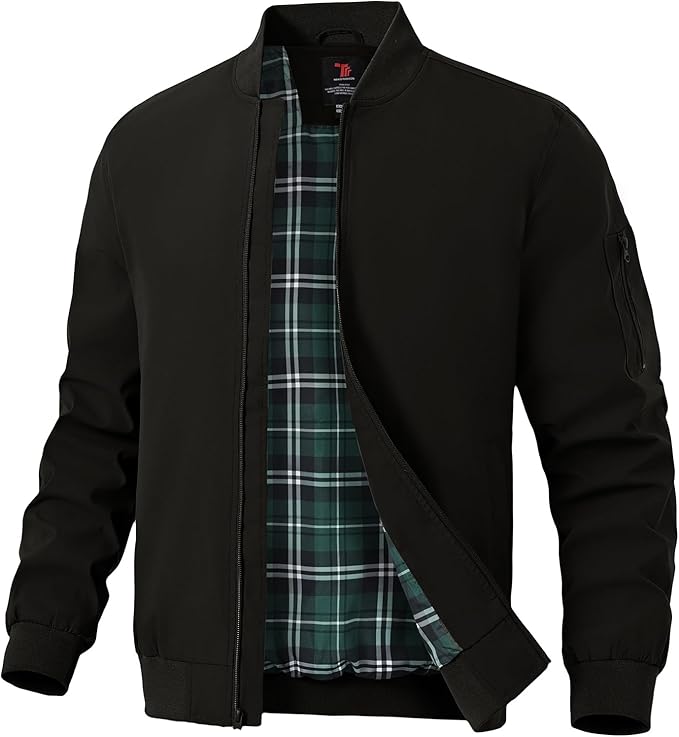 TBMPOY Men's Bomber Jackets Lightweight Light Windbreaker Casual Business Dress Stylish Fall Spring Golf Work