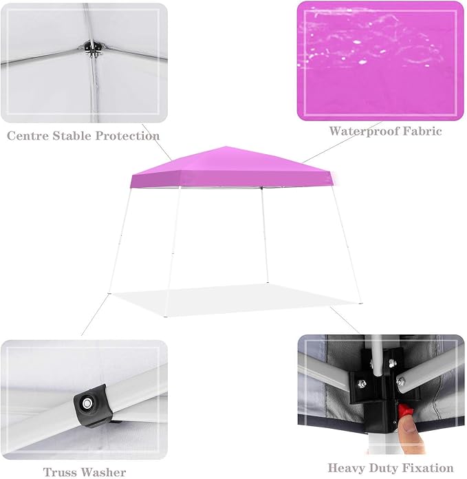 GDY Outdoor 8x10 Ft Pop Up Canopy Tent,Portable Instant Folding Shelter Gazebos, Patio Canopy with Carrying Bag, Pink.