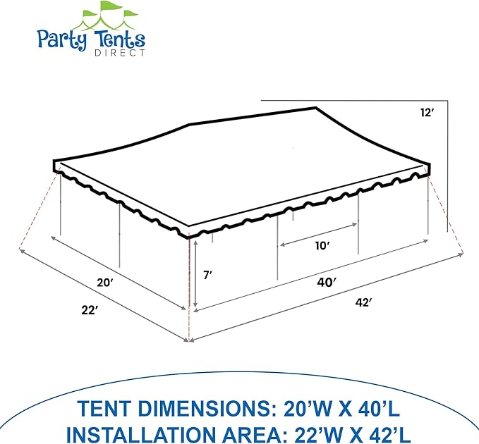 Party Tents DIRECT 20' x 40' Weekender West Coast Frame Style Party Tent | White PVC Top | for Weddings, Graduations, and Events
