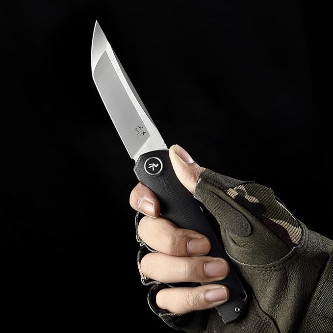 Miki Folding Knife, G10 Handle, EDC Knife with D2 Steel Blade, Pocket Samurai for Camping, Outdoor, Fishing and Everyday Carry