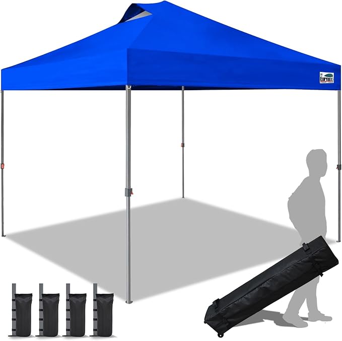Eurmax USA NOMATTER ONE-Person Open&Close 10x10ft Pop Up Canopy Tent,Portable Shelter Canopy for Outdoor Events,Instant Canopies, Temporary Sunshade,Bonus 4 Sand Bags(Blue)