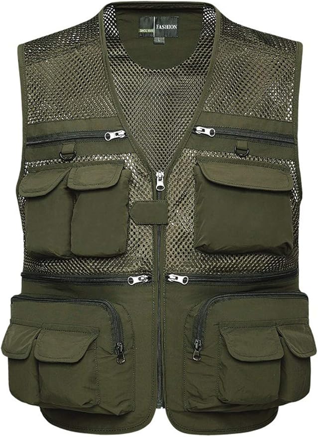 Lentta Men's Fishing Vest Summer Outdoor Lightweight Work Photo Vest 16 Pockets