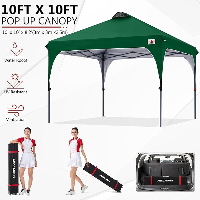 ABCCANOPY Outdoor Pop up Canopy Tent 10x10 Camping Sun Shelter-Series, Forest Green
