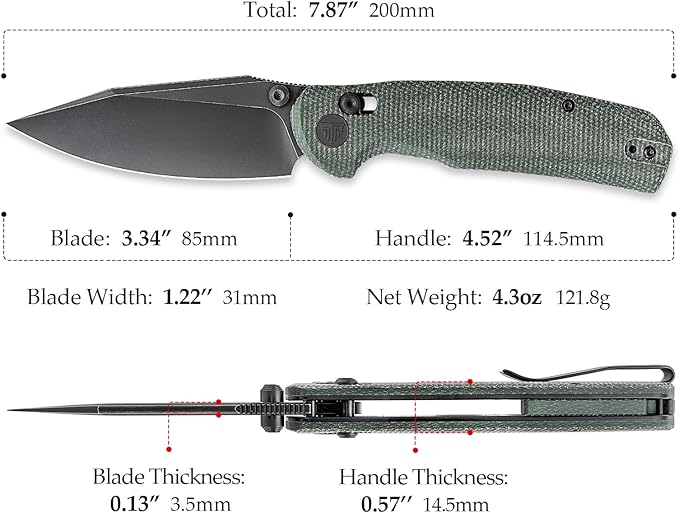 Folding Knives, 3.34” 14C28N EDC Knife for Men, Pocket Knife with Clip,Thumb Stud,Micarta Handle.Outdoor Camping Tool,Hornet-04G