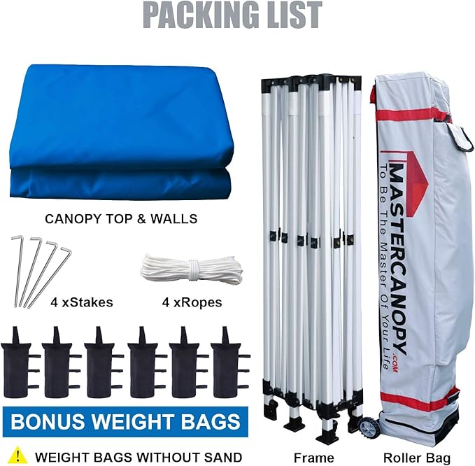 MASTERCANOPY Pop-up Canopy Tent with Sidewalls (10x20,Blue)