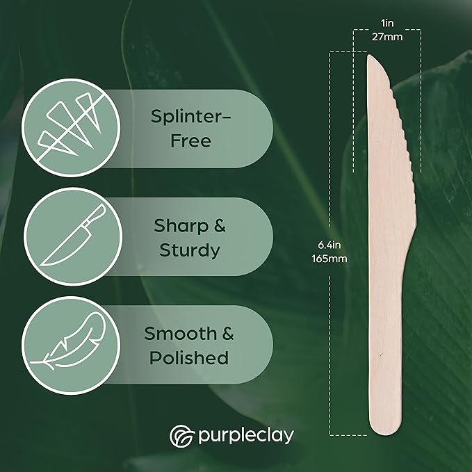 Wooden Disposable Knives - 5400 Piece Wood Compostable Knives - Eco-Friendly Biodegradable Utensils for Party - Free From Plastic Cutlery Set - Disposable Cutlery for Eating - Compostable Utensils