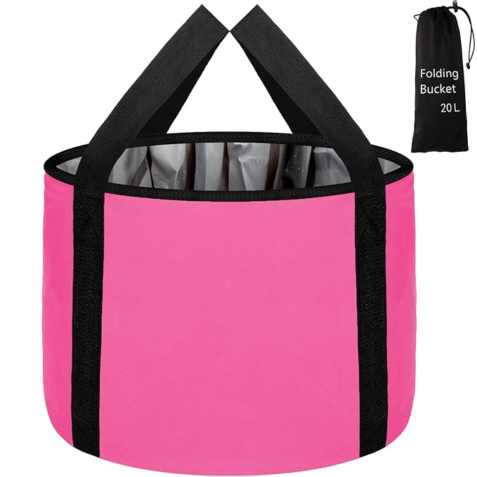 Foot Bath Basin 20L Collapsible Bucket, Portable Foot Soak Tub Feet Soaking Bucket for Outdoor Travel, Camping, Fishing(Pink)
