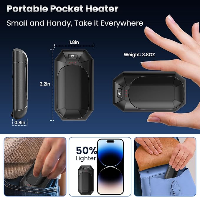 AI Hand Warmers Rechargeable 2 Pack,Portable Electric Hand Warmer Reusable,AI Hand Warmer for Outdoor Golf Hunting Camping Accessories,Warm Winter Gifts for Men Women Kids