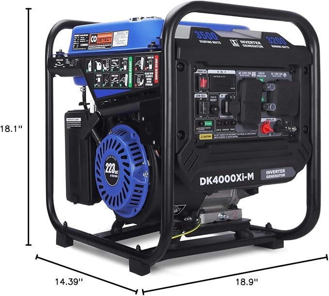 DK Upgraded Version 4000W Inverter Generator, Open Frame & Lighter Design, EPA Compliance, 30 Amps, for Outdoor Backup Camping Jobsite (DK4000Xi-M)