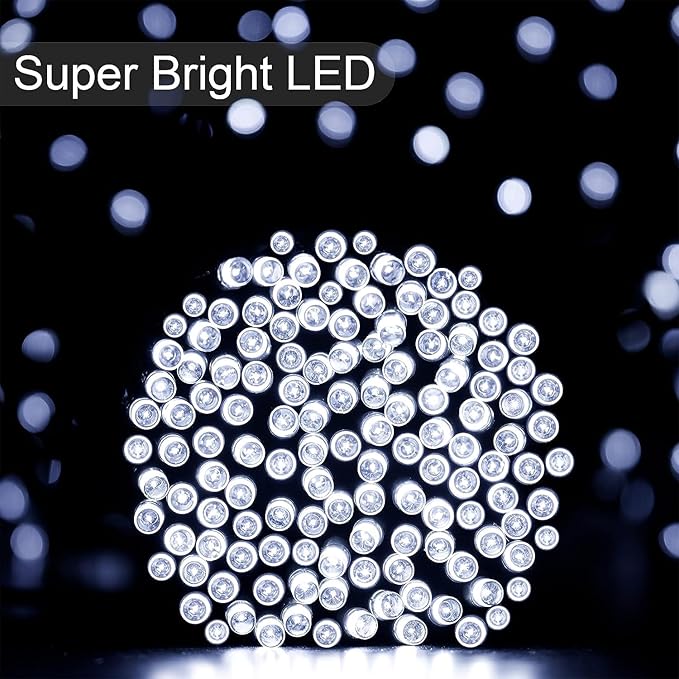 Solar String Lights 2 Pack, Outdoor Light Total 400 LED 144FT Solar Christmas Lights 8 Modes Oudoor Waterproof for Tree Patio Yard Garden Christmas Parties Decoration (White)
