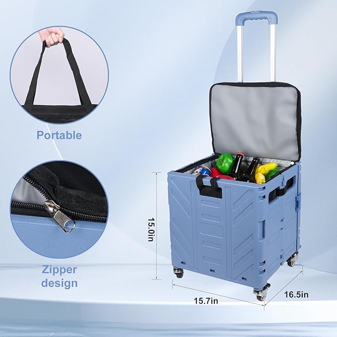 Cooler Bag Wheeled,Large Insulated Rolling Cooler Collapsible Leakproof Portable Hard Framed Ice Packs for Camping Picnic Beach Travel