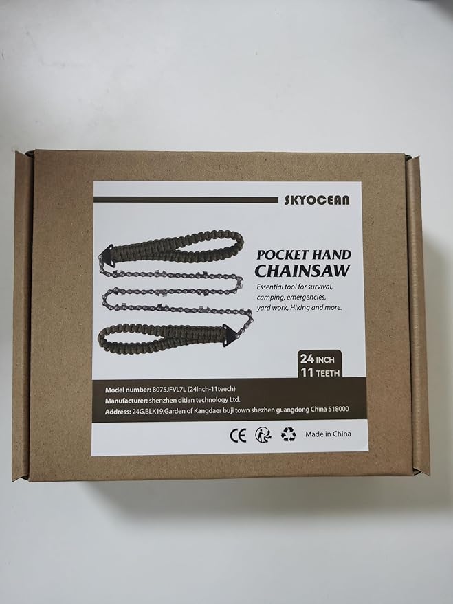 Pocket Chainsaw with Paracord Handle 24 Inches 11 Teeth Folding Chain Hand Saw Fast Wood & Tree Cutting Emergency Survival Gear Best for Camping Backpacking Hiking Hunting