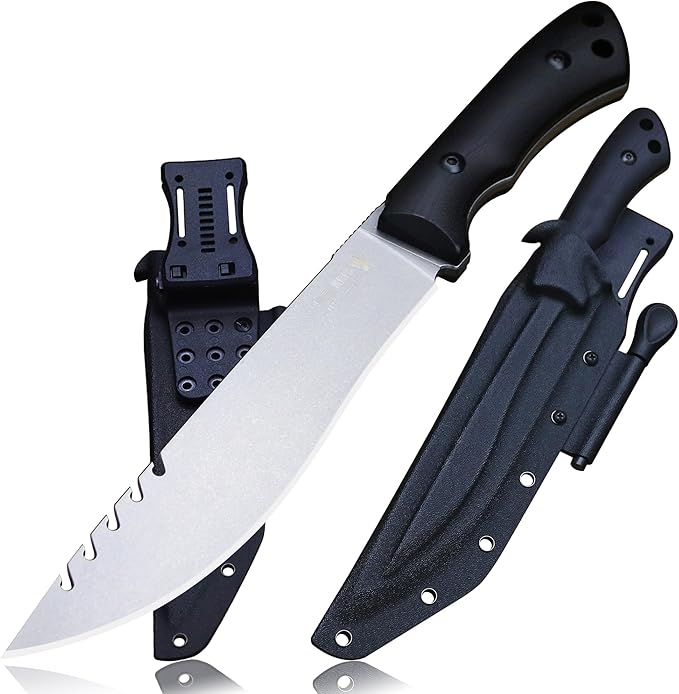 13.4-inch DC53 steel full tang hunting knife + K sheath. Suitable for camping, hiking, hunting and as daily carry equipment for handicrafts. (10 - Tactical Style A)