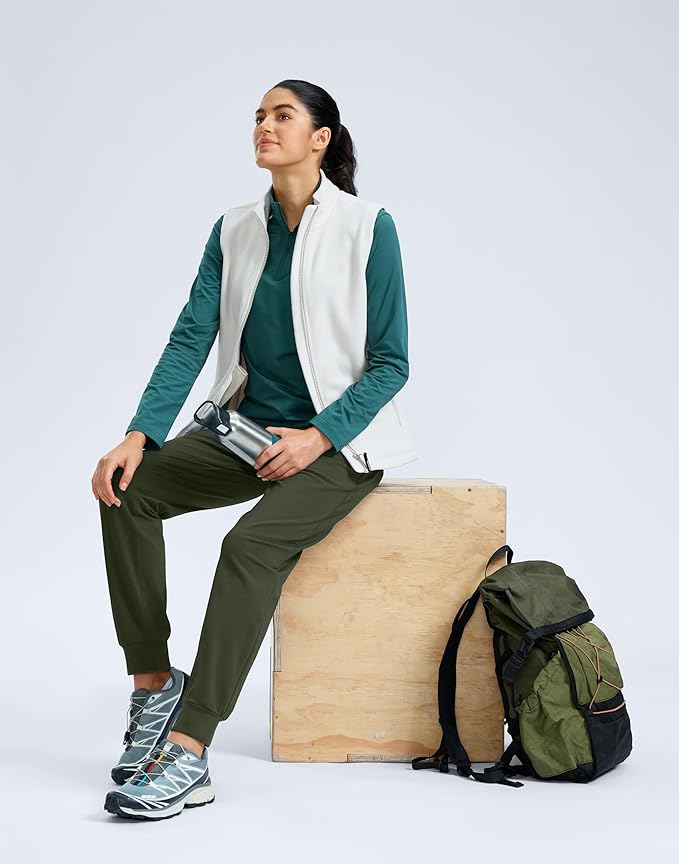 G Gradual Women's Fleece Lined Joggers Water Resistant Hiking Pants High Waisted Winter Thermal Sweatpants 3 Zipper Pockets
