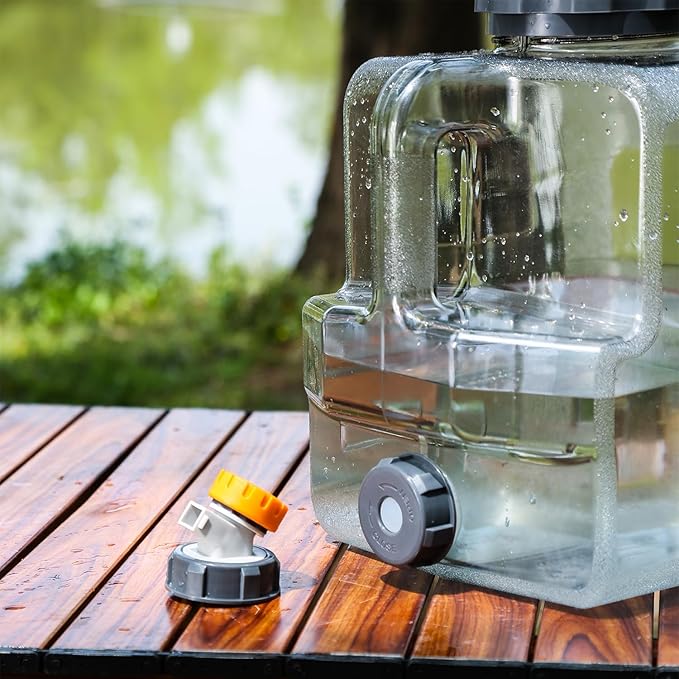 2.11-5.28 Gallon Water Jug, Camping Water Container with Spigot, No Leakage Water Tank Compatible with Electric Water Pumps, Water Bucket for Emergency Outdoor Hiking Picnic