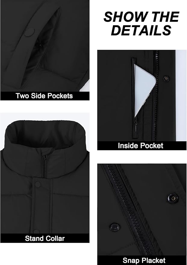 Fengbay Womens Puffer Vest Sleeveless Puffy Cropped Vests Stand Collar Vest Lightweight Bubble Quilted Vests Trendy 2025